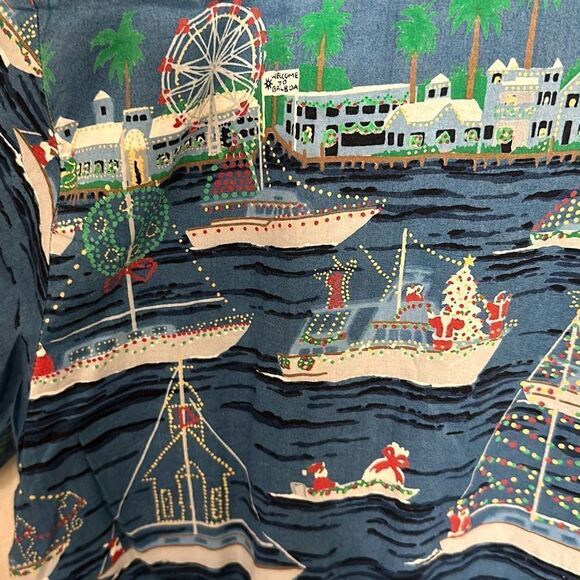 Vintage 90’s Kahala Mens Multicolor Balboa Island Christmas Boat Parade Shirt M - Picture 3 of 7
